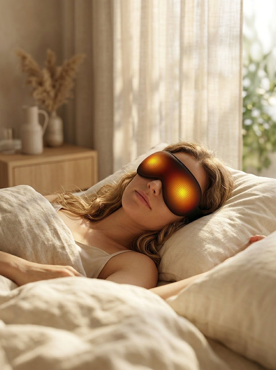Dusk To Dawn Heated Massage Eye Mask – Warm Compress with Vibration for Eye Strain &amp; Better Sleep