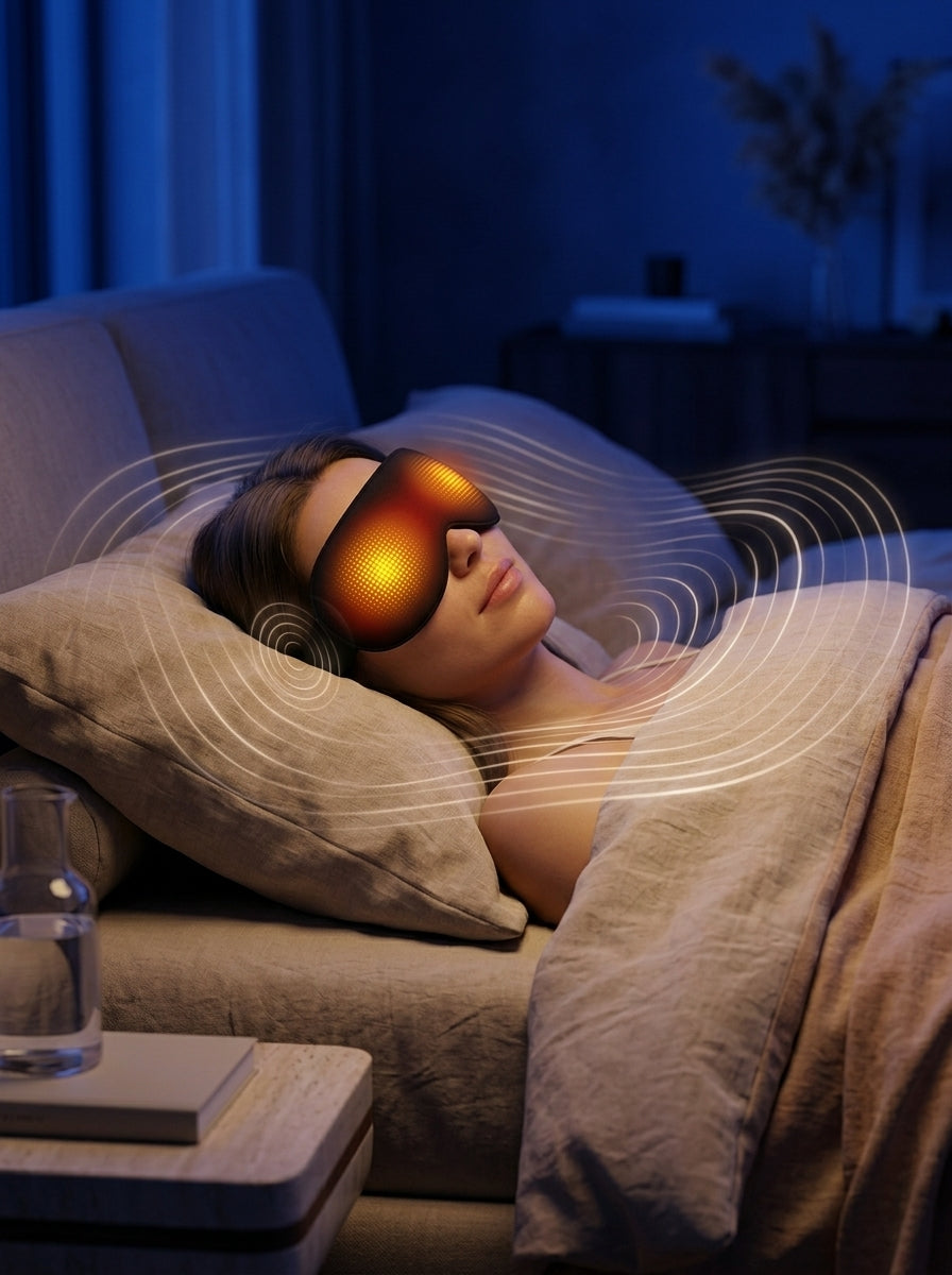 Dusk To Dawn Heated Massage Eye Mask – Warm Compress with Vibration for Eye Strain &amp; Better Sleep